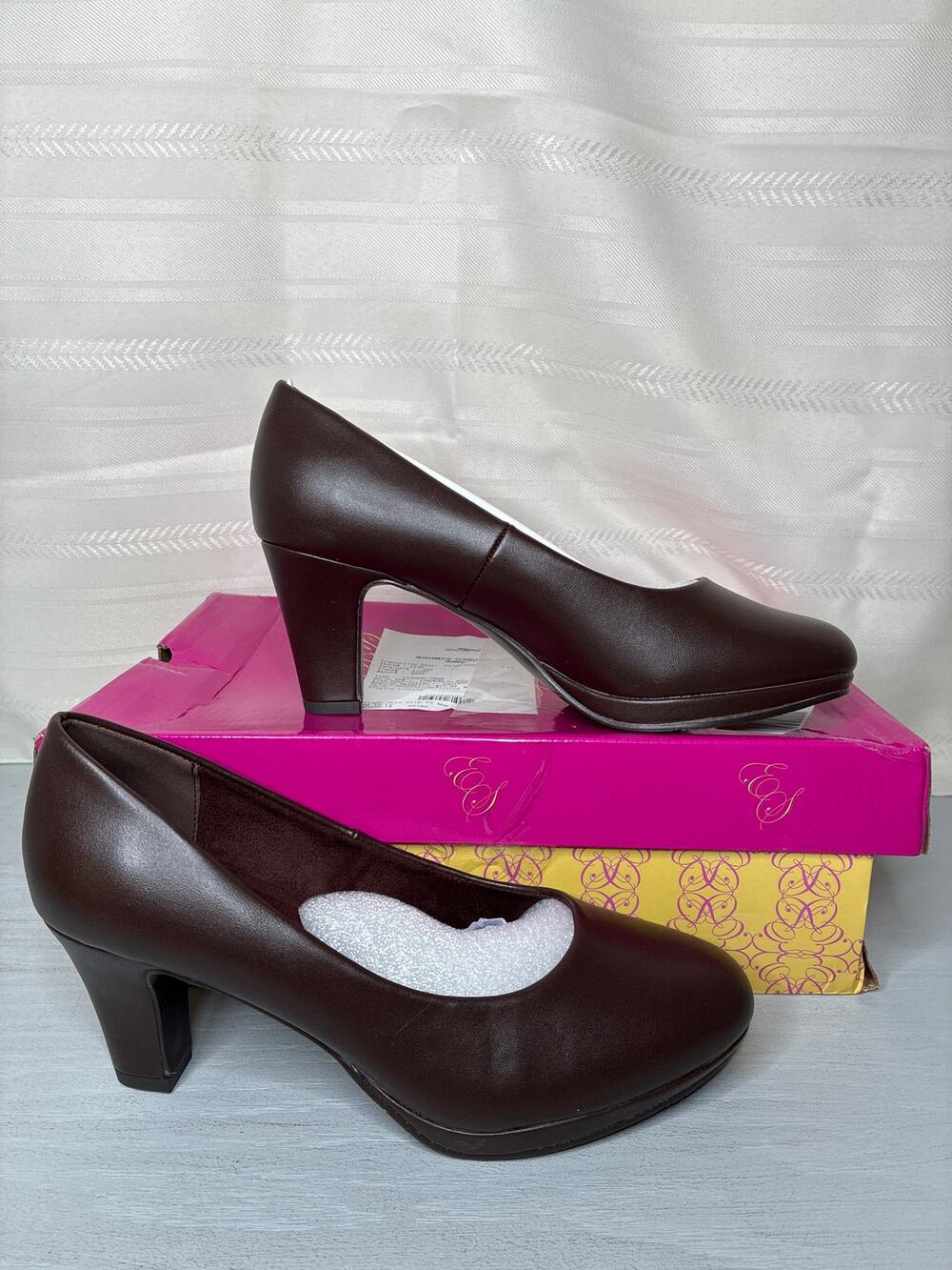 Easy Street Equinox Round Toe Stiletto Heel Pumps Brown Womens Size 6.5 W